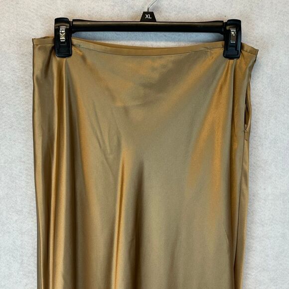 NWT LAUREN RALPH LAUREN Skirt Women’s Size 4 Gold A-Line Silk Midi Line LRL NEW - Picture 2 of 10